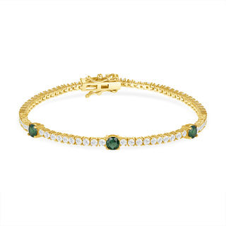 14K Gold Vermeil Tennis Bracelet with Simulated Emerald