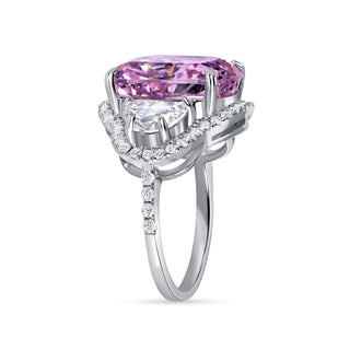14.0 Ct Cushion Cut Simulated Pink Diamond Ring in Halo Setting
