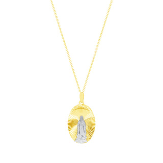 14K Gold Mother Mary Pendant Necklace