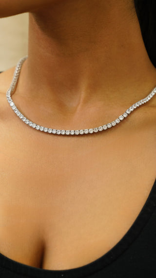 4mm Thick Round Cut Tennis Necklace