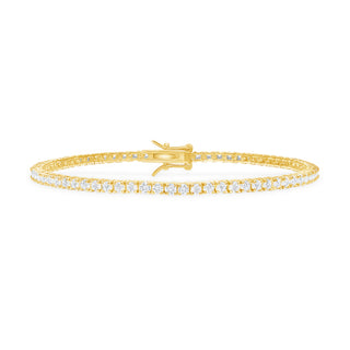925 Sterling Silver 2.5mm round-cut 4-prong classic tennis bracelet available in 14K Yellow Gold Vermeil