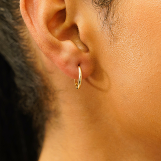 14K Solid Gold 15mm Classic Huggie Earrings