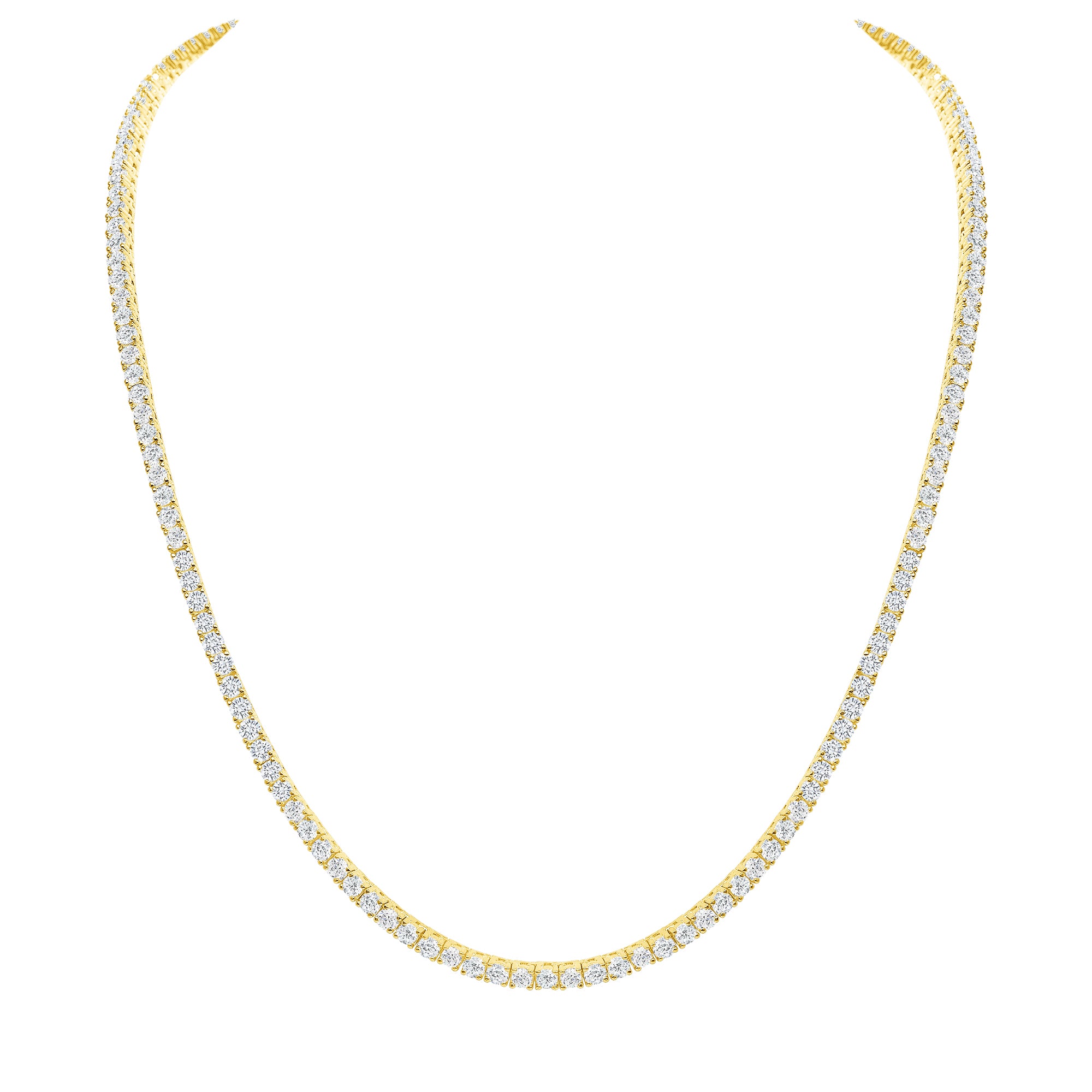 925 Sterling Silver 4mm Round Cut Tennis Necklace, Yellow Gold Plated –  Giorgio Bergamo