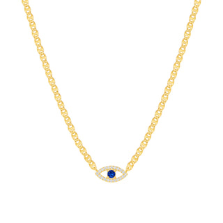 Mariner Chain Evil Eye Necklace with Colored Gem