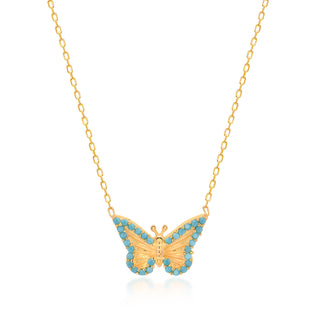 Turquoise Butterfly Necklace in 14K Gold Vermeil