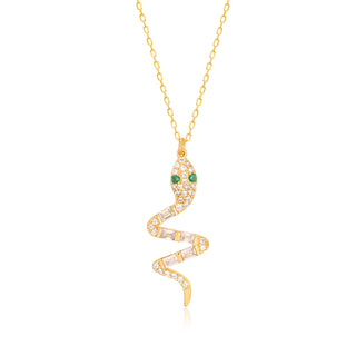 Snake Necklace with Baguette Cut Stone