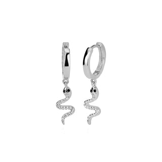 Snake Huggie Earrings with Zirconia