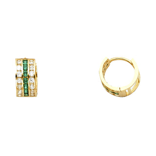 Minimalistic14K Solid Gold 10mm Mini Huggie Earrings that features a cubic zirconia setting.