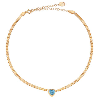 Heart Shaped Gem on Cuban Chain Necklace