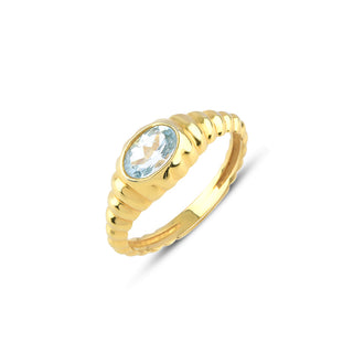 14K Solid Gold Cabo Ring is a croissant dome ring featuring a 0.53ct gemstone.
