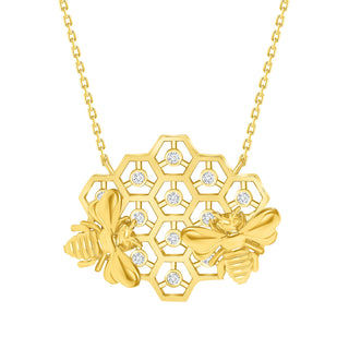 Honeycomb Necklace crafted with 925 Sterling Silver with 14K Yellow Gold Vermeil