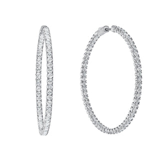 925 Sterling Silver inside-out hoop earrings featuring simulated diamonds 