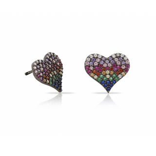 Multi Color Heart Stud Earrings