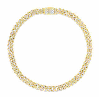 14K Solid Gold Miami Cuban Chain Link Bracelet embellished with 0.64ct and 0.79ct natural diamond