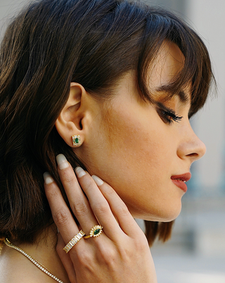 Baguette-Cut Art Deco Stud Earrings