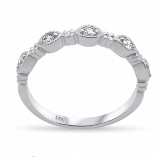 14K Solid Gold Natural Diamond Ring crafted with marquise cut 0.20ct natural diamond in white gold.