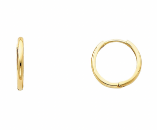 14K Solid Gold 15mm Classic Earrings featuring 2mm thick Huggies.