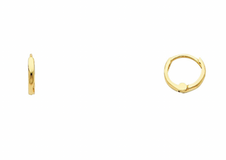 8mm smooth huggie earrings in 14K solid gold feature a lever back closure