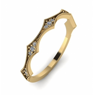14K Solid Gold Drew crown-style ring featuring 0.06ct and 0.03ct Diamond